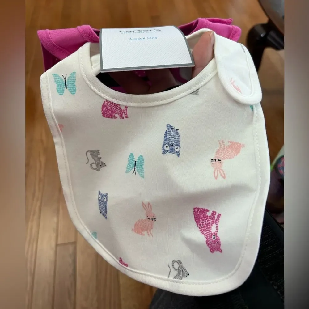 Carter’s Water Resistant Infant Girl Bibs NWT